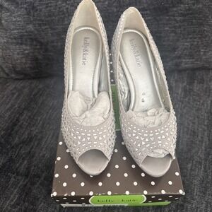 Kelly & Katie Heels 8.5 Silver Stones Open Toe W Box